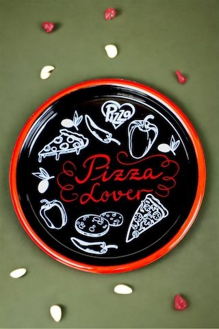 22 No Pizza Tabağı Tepsisi Supla Pasta Tabağı Servis Tabağı 22cm - Kırmızı