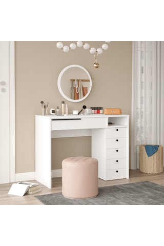 Robin Home Paris Makyaj Masası Aynalı Çekmeceli Şifonyer Beyaz