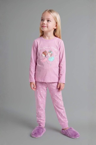 Defacto Bisiklet Yaka Baskılı Üst Lastikli Paça Alt 2li Pijama Takımı Kız Bebek I1003a526aupr139 Mor-pr139