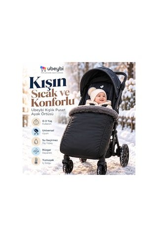 Universal Kışlık Puset Ayak Örtüsü - Su Geçirmez Rüzgar Dayanıklı Sıcak Polar Bebek Arabası Footmuff 0-3 Yaş Siyah