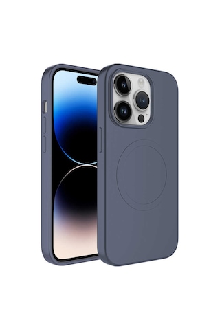 Apple Uyumlu iPhone 14 Pro Max Uyumlu Magsafe Wireless Şarj Özellikli Pastel Renk Silikon Zore Plas Kılıf-l Lavendery Gray -