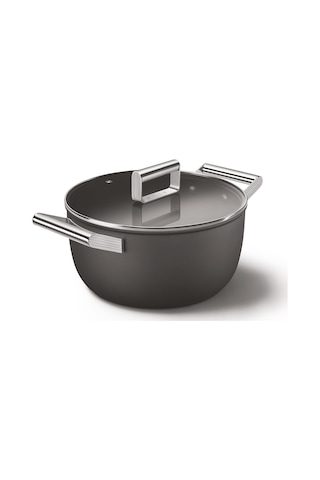 Smeg Cookware 50's Style Siyah Tencere Cam Kapaklı 4.6 L