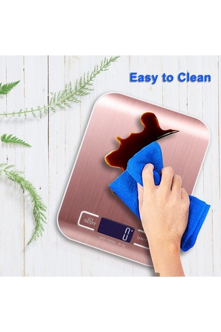 Monyee Mutfak Terazi Gül Altın Rengi 5kg/1g Hassasiyet, Aaa Pil İle Çalışır Pil Dahil Değil , Abs+paslanmaz Çelik Malzeme Çok Renkli