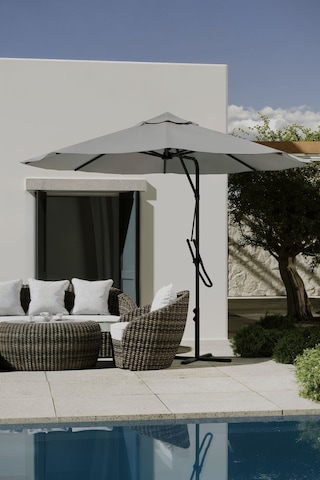 Bahçe Balkon Cafe Şemsiye 290x290 Cm Katlanır Gri