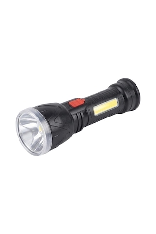 Şarjlı Led El Feneri 9 Led Güçlü Işık 4 Modlu Kullanım Açık Gri