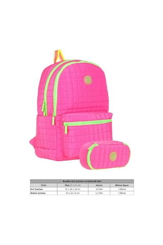 Kaukko Kız Çocuklar İçin Pembe Okul Çantası Ve Organizer Kalemlik Seti Kk-k1771+kk-k2622 Pembe