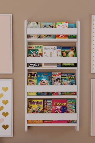 Lino 4 Raflı Montessori Kitaplık Eğitici Çocuk Kitaplığı Beyaz