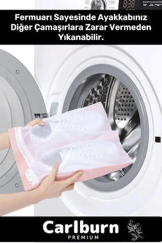 Premium Serisi Özel Fermuarlı Koruyucu Leke Çıkartıcı Ayakkabı Çamaşır Yıkama Torbası Filesi 2 Adet