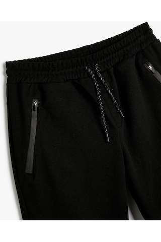 Koton Jogger Eşofman Altı Beli Bağcıklı Fermuar Cep Detaylı Siyah 4sam40043nk 4SAM40043NK999 Siyah