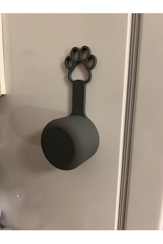Buradabulabilirsin 3d Baskı Pati Saplı Mama Kabı Köpek Maması Ölçü Kepçesi Duvara Asılabilir Mama Kepçesi Gri Bbz