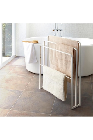 Ovalli Metal Banyo Havlu Askılığı Beyaz