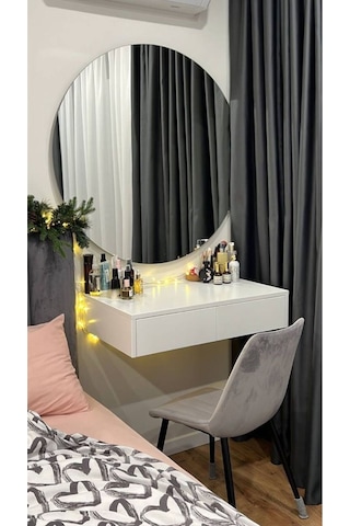 Ayna / Yuvarlak Ayna / Dekoratif Ayna / Banyo Aynası/konsol Aynası/50 Cm Çapında 50 X 50 Gümüş