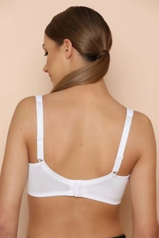 Le Jardin Kadın Beyaz Micro Kumaş Üstü Tül Modelli Desteksiz Balenli Toparlayıcı Sütyen 9200