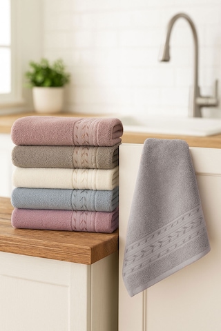 6'lı Mutfak Havlusu Seti 30x50 Cm %100 Pamuklu Reyhan Çok Renkli