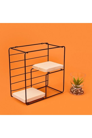 Suntel Dekoratif Dörtgen Raf - Siyah - 30 Cm Siyah