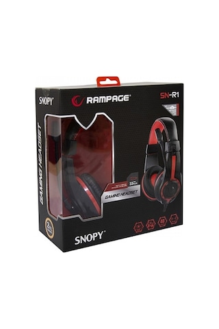 RAMPAGE SN-R1 Stereo 3.5mm Jack Siyah/Kırmız Gaming Mikrofonlu