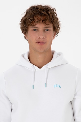 U.S. Polo Assn. Erkek Regular Fit Kapüşonlu Şardonlu Beyaz Basic Sweatshirt 50315582-VR013