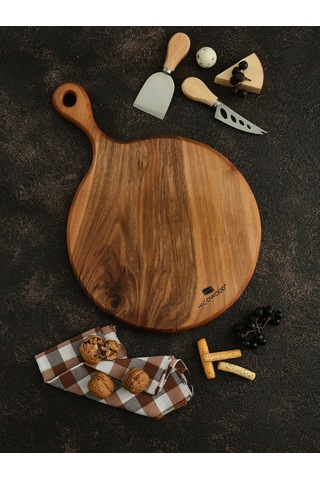 Doğal Ceviz Yuvarlak Sunum-Kesme Tahtası-Lazerle İsim/Söz Yazılır