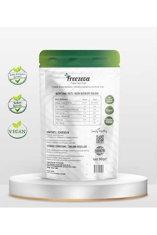Dondurularak Kurutulmuş Muz 30 Gr - Freeze Dried Muz Kuru Meyve Cipsi 30 G