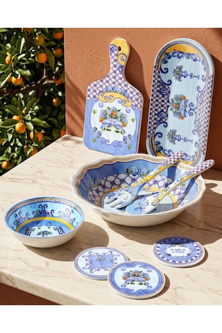 Mavi Melamin Servis Tabağı 38 Cm