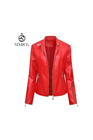 Kadın Deri Ceketleri Kırmızı