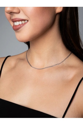 Voznesenskij Uvelirnyj Zavod Gümüş Boyun Zinciri Üçlü Elmas Desenli 925 171383770 Gri