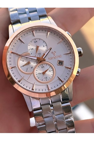 Raymond Nişan Ve Damatlara Özel Çelik Kordon 2 Yıl Garantili 5 Atm Erkek Kol Saati+bileklik Rmd.30 Rose Gold - Gümüş