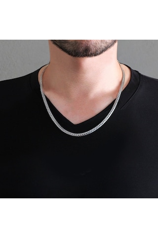 Silver Renk Çelik Erkek Press Snake Zincir (504282116) Metalik