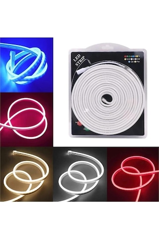 12 Volt 6x12mm Beyaz Esnek Neon Led 5 Metre 1 Cm'de Kesilebilir.