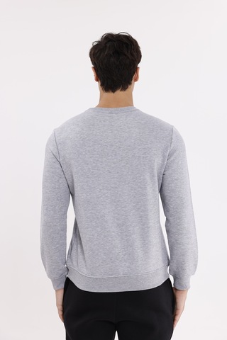 Rowinger Göğüs Logolu Bisiklet Yaka Rahat Kalıp Mevsimlik Sweatshirt Grey