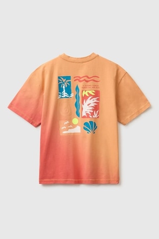 United Colors Of Benetton Erkek Çocuk Kırmızı Mix Arkası Baskı Detaylı Bisiklet Yaka T-shirt 6-14 Yaş -2857 Çok Renkli