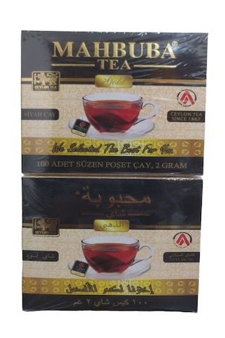 Mahbuba Gold 4 Kutu 100 Adet X 2gr Süzen Poşet Çay %100 Ceylon Tea Siyah Çay