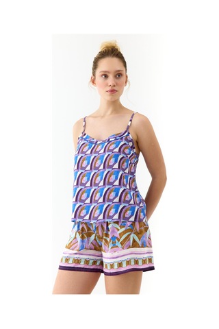 Amarelle Liberty Mor Desenli İnce Askılı, Şortlu Pijama Takımı