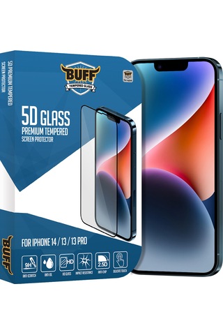 Buff Apple iPhone Uyumlu 14 - 2x5d Ekran Koruyucu + Şeffaf Kılıf + Lens Koruyucu Glass