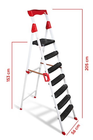 Elegance 6+1 Geniş Basamaklı Kolay Taşıma Aparatlı Merdiven Kaliteli Paslanmaz 6+1 Basamaklı