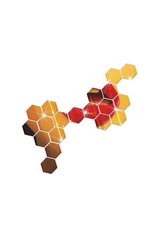 Novahub 12 Adet 3d Altıgen Ayna Sticker, 10x10cm Altın, Zengin Dekorasyon İçin Diğer