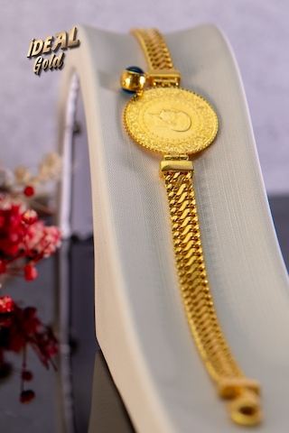 22 Ayar Çeyrekli Zincir Altın Kulp Nazarlıklı Bileklik