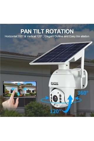 Inox Digital 3 MegaPixel Su Geçirmez 4G Sim Kart Destekli PTZ Solar Bulut Kayıt Destekli Güneş Panelli Kamera