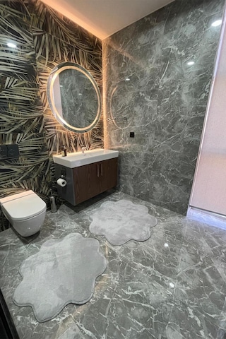 Tropikal Home 2'li Gri Banyo Halısı Peluş Post Halı Klozet Takımı 80x80 Ve 100x100 Gri