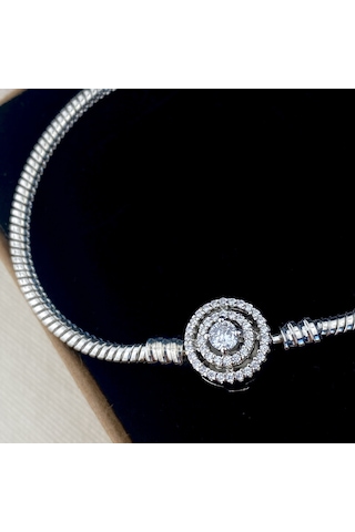 Charm Bileklik Tektaş Model 316 L Paslanmaz Çelik Gümüş