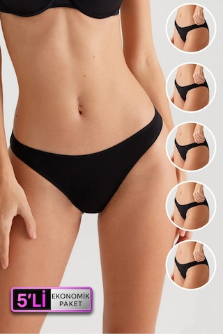 Pierre Cardin Kadın 5'li Ekonomik Paket Siyah 2055 Basic Brief Pamuklu Külot