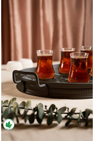 Lin Metal Lotus 57 cm Elips Metal Tepsi - Siyah