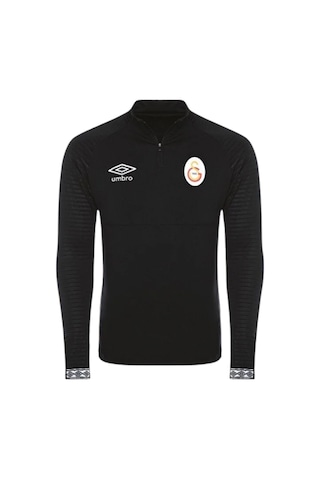 Galatasaray Lisanslı Yarım Fermuar Siyah Sweat Uv Ahşap Kutu Siyah