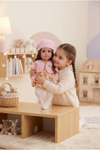 Emzikli Sevimli %100 Et Bebek - 50 Cm Konuşan Gerçekçi Oyun Arkadaşı İnteraktif Eğitici Oyuncak