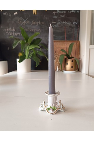 İkili Şamdan Mum 2x25cm Gri