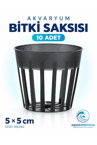 Akvaryum Bitki Saksısı - Akvaryum Bitkileri İçin Plastik Saksı - 10 Adet - 5x5 Cm