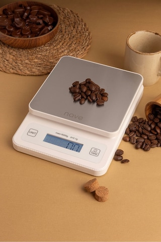 Nave K5073 Dijital Paslanmaz Çelik Mutfak Tartısı 5kg 0.1g Hassasiyetli Pilli Hassas Terazi Krom