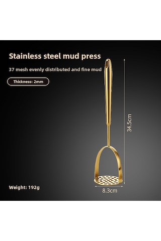 Hombey 304 Paslanmaz Çelik Multifonksiyon Mutfak Aleti - Patates, Sarımsak Ve Muz Ezici - Uçlu Tip Altın Renkli Ezici