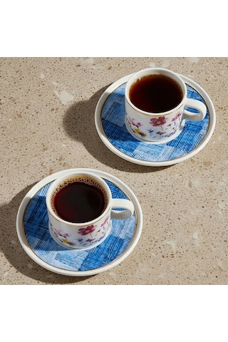 Güral Porselen Mental 4 Parça Çay Fincan Takımı 6709 Mavi Mavi