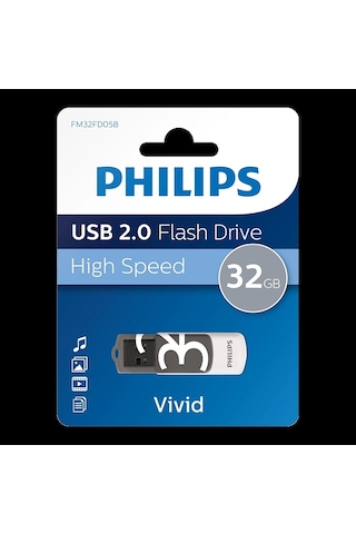 Phılıps 32gb Usb 2.0 25/10mb/s Fm32fd05b/00